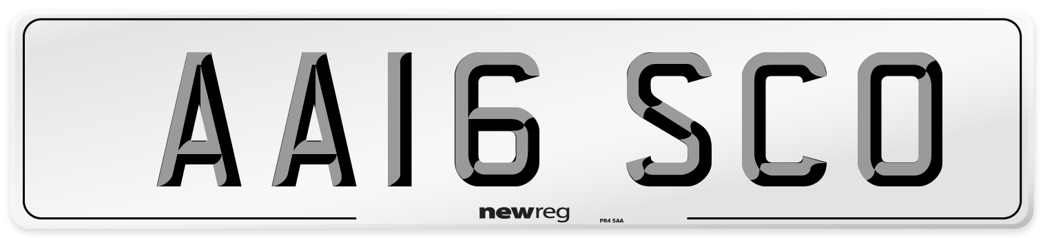 AA16 SCO Number Plate from New Reg